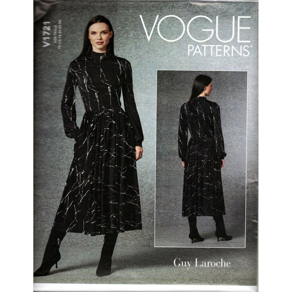 Vogue V1721 Misses 16 to 24 Designer Guy Laroche Knit Dress UNCUT Sewing Pattern